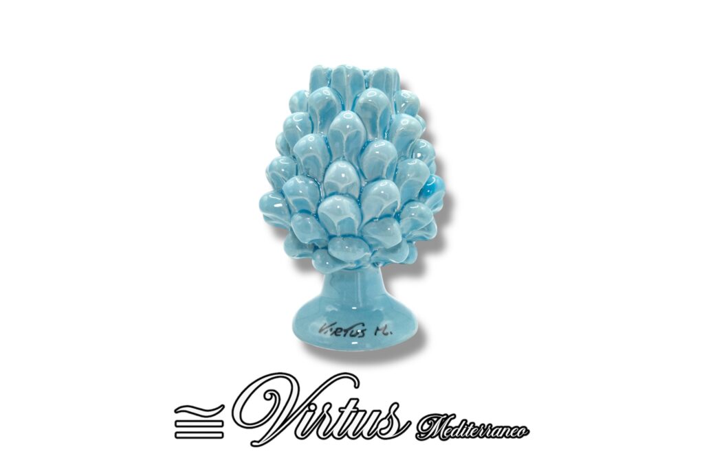 Virtus Mediterraneo: Pigna Porta Essenza Blu Chiaro Artigianale in Ceramica