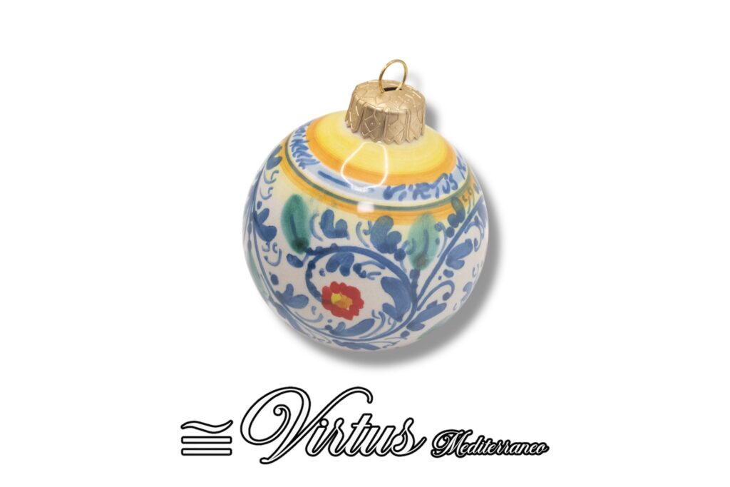 Virtus Mediterraneo: Sfera Natalizia Artigianale in Ceramica Multicolor