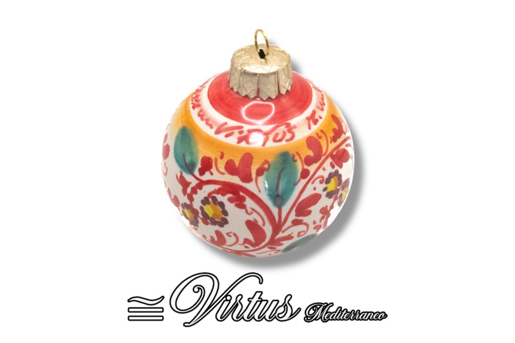 Virtus Mediterraneo: Sfera Natalizia Artigianale in Ceramica Multicolor