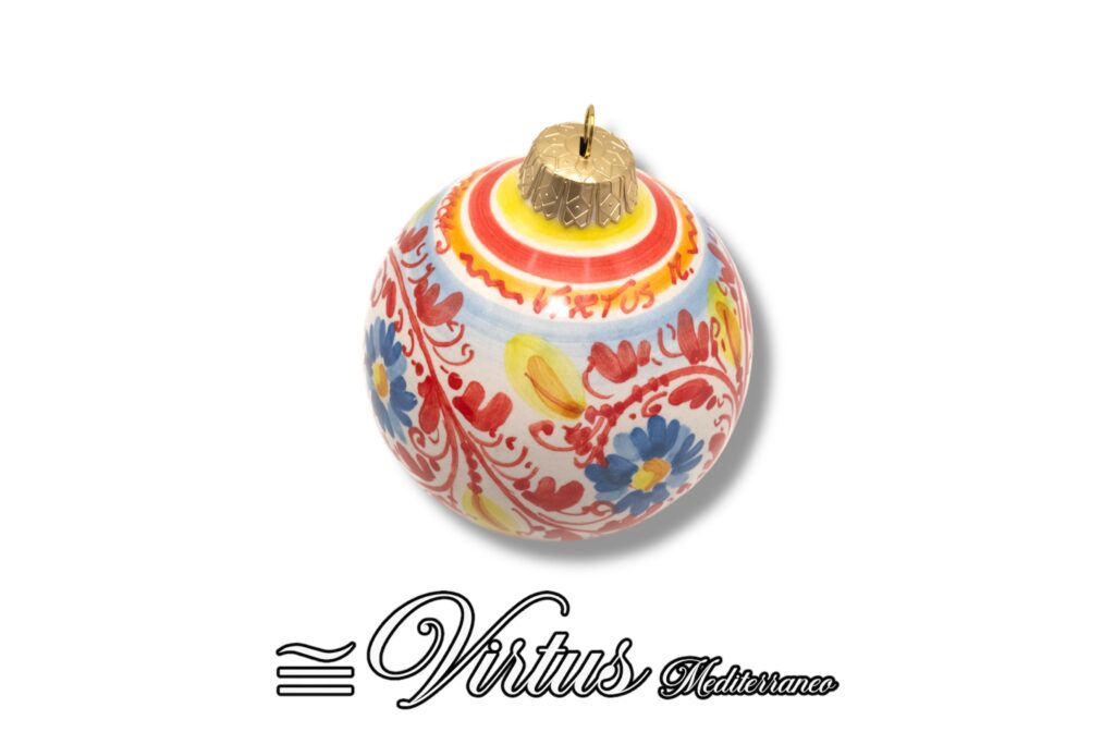 Virtus Mediterraneo: Sfera Natalizia Artigianale Multicolore, Ceramica Pregiata