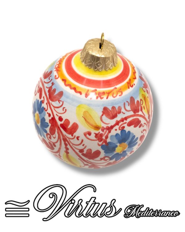 Virtus Mediterraneo: Sfera Natalizia Artigianale Multicolore, Ceramica Pregiata