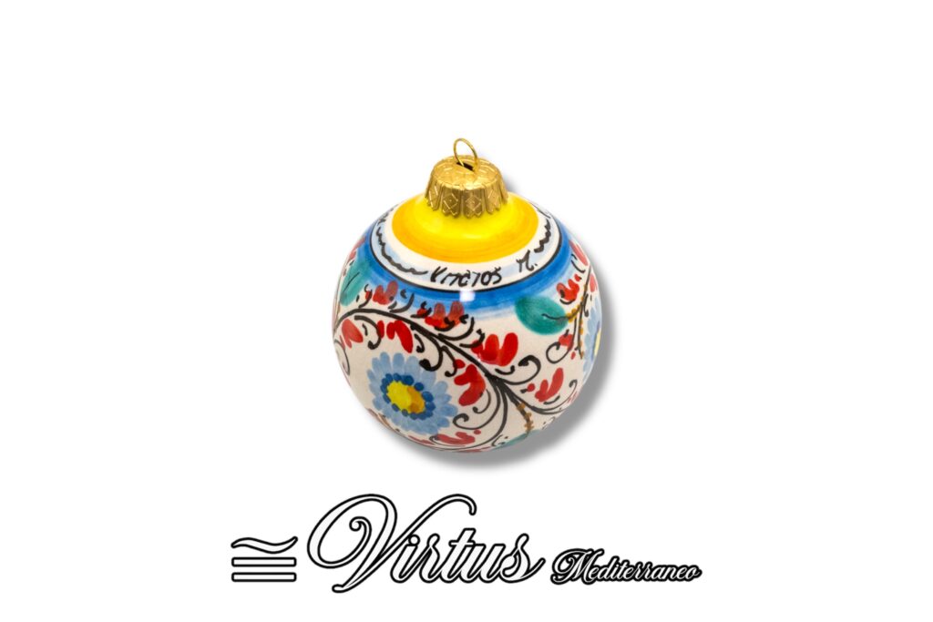 Virtus Mediterraneo: Sfera Natalizia Artigianale Multicolore in Ceramica