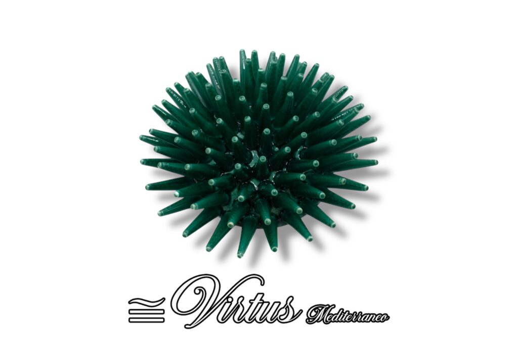 Virtus Mediterraneo: Riccio Medio Verde Artigianale in Ceramica di Pregio