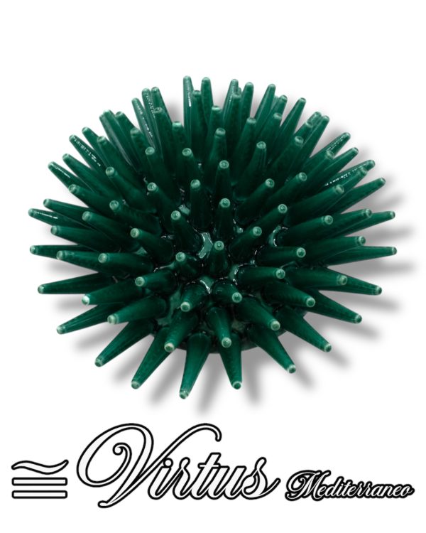 Virtus Mediterraneo: Riccio Medio Verde Artigianale in Ceramica di Pregio