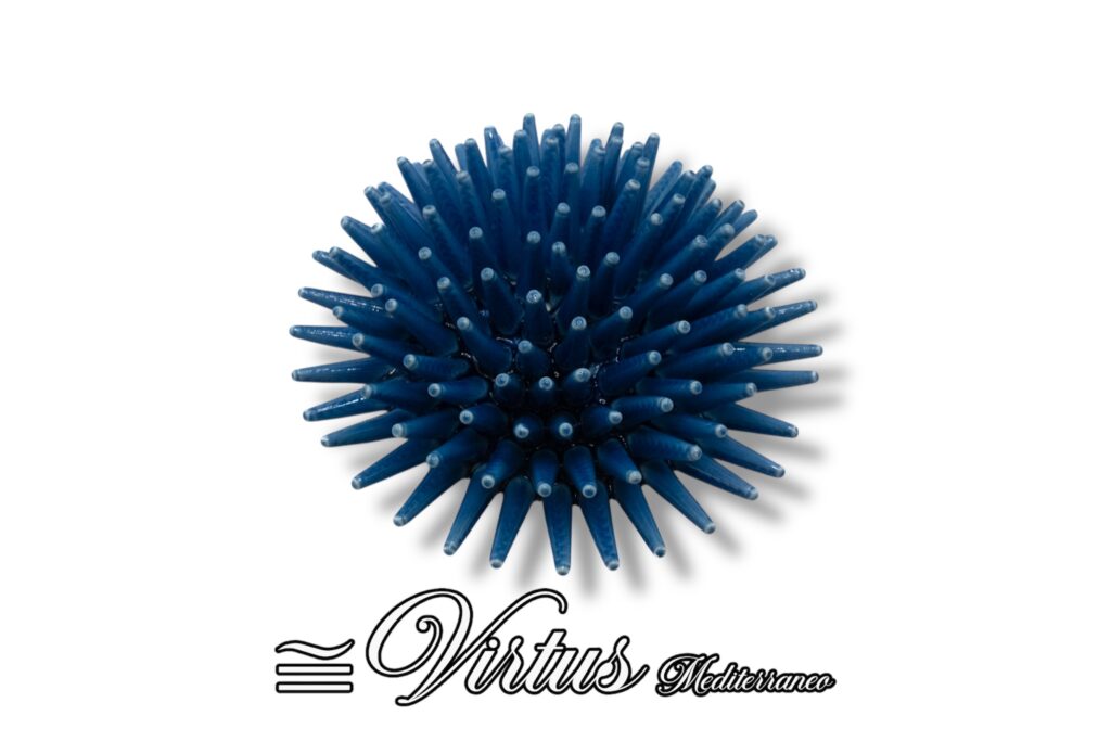 Virtus Mediterraneo: Riccio Medio Blu in Ceramica Artigianale di Pregio