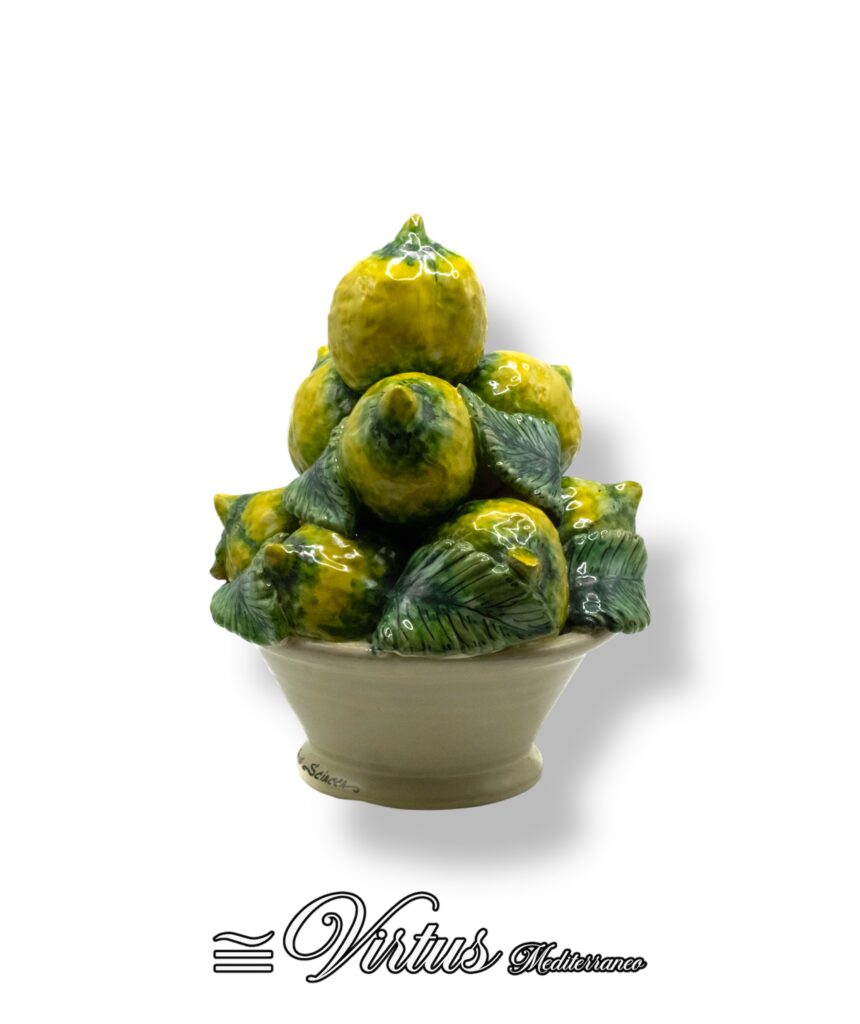 Virtus Mediterraneo: Cesto di Limoni Multicolor in Ceramica Artigianale