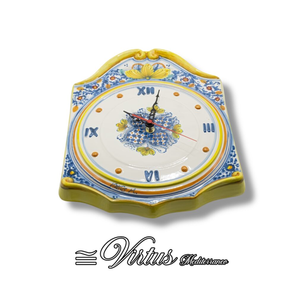 Virtus Mediterraneo: Orologio da Muro Multicolor in Ceramica Artigianale