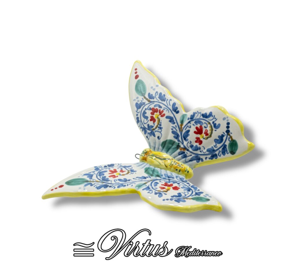 Virtus Mediterraneo: Farfalla Grande Multicolor in Ceramica Artigianale