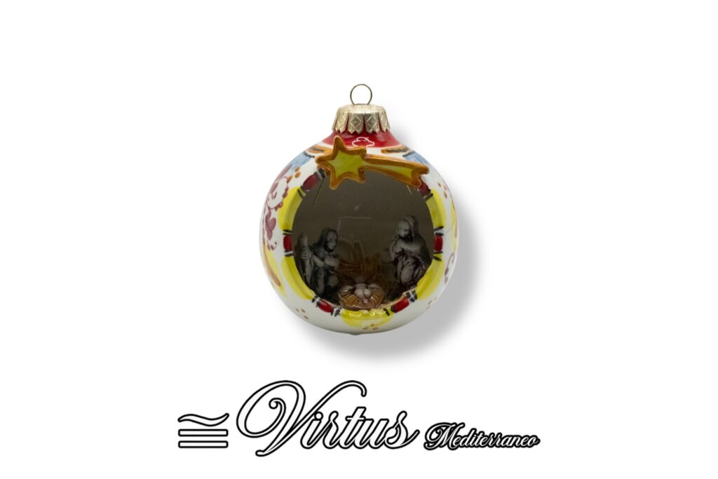 Virtus Mediterraneo: Sfera Natività Piccola Multicolore in Ceramica Artigianale