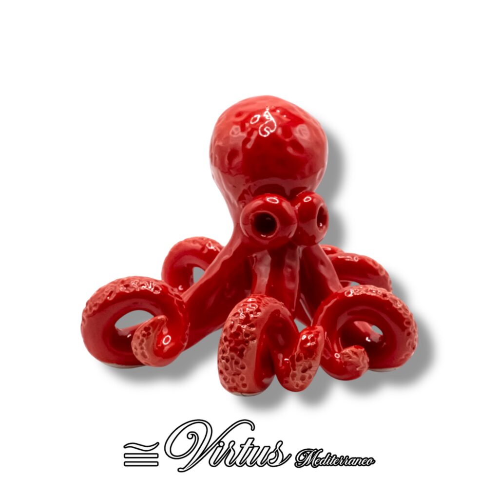 Virtus Mediterraneo: Polipo Medio Rosso Artigianale in Ceramica