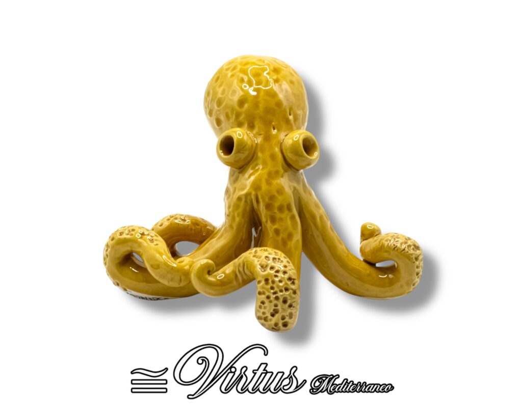Virtus Mediterraneo: Polipo Medio Giallo in Ceramica Artigianale