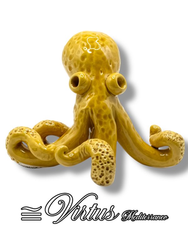 Virtus Mediterraneo: Polipo Medio Giallo in Ceramica Artigianale