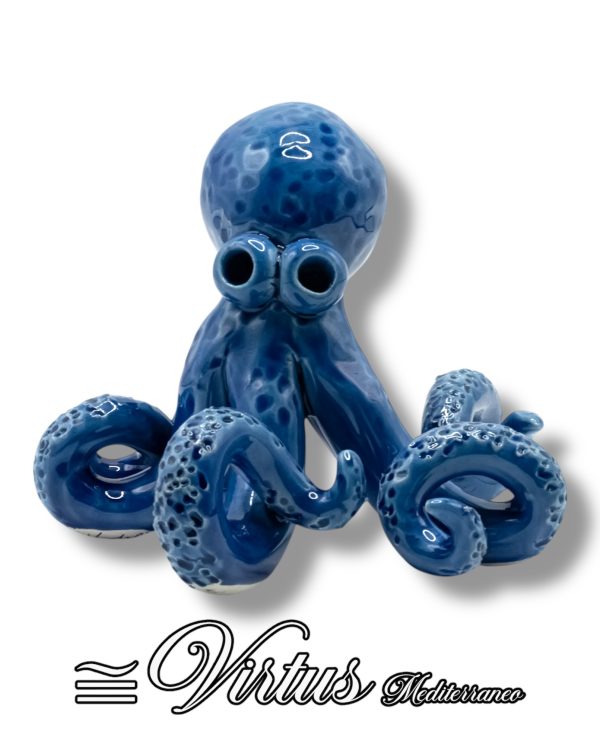 Virtus Mediterraneo: Polipo Medio Blu Artigianale in Ceramica di Pregio