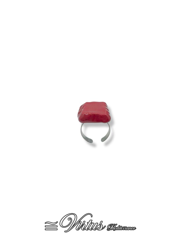 Anello Rosso Ceramica Virtus Mediterraneo: Eleganza Artigianale