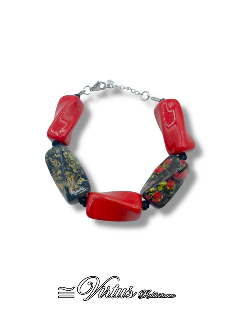 Bracciale a Torciglioni Virtus Mediterraneo: Ceramica e Colori Preziosi