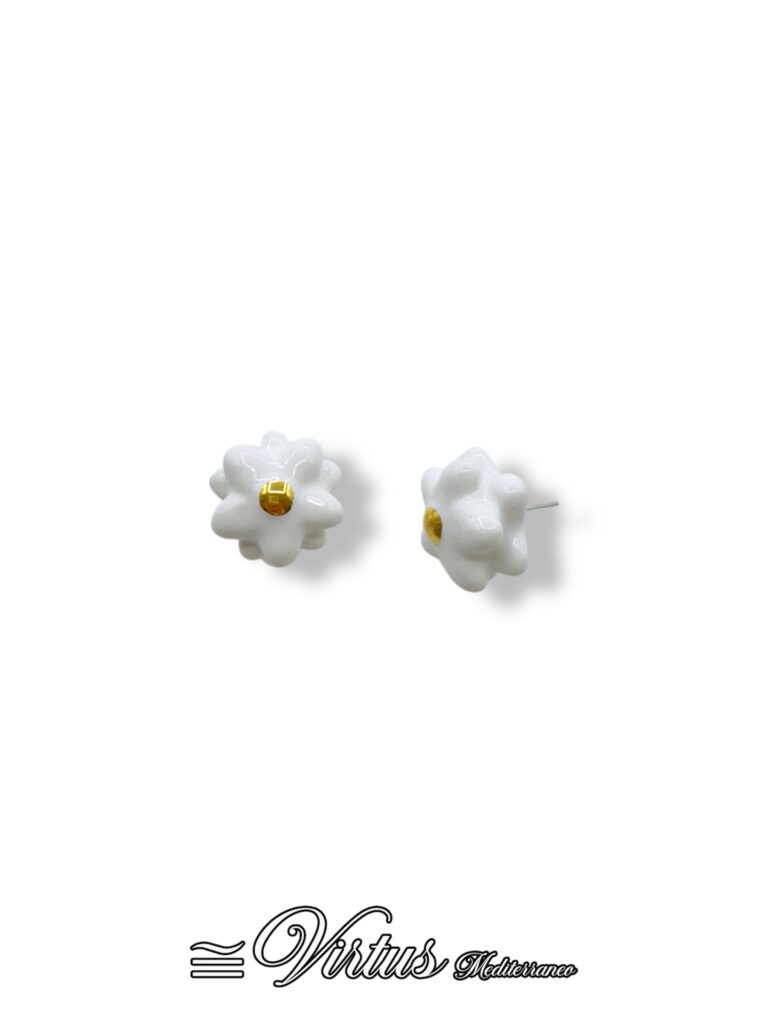 Orecchini Virtus Mediterraneo: Fiori d’Oro e Ceramica Artigianale