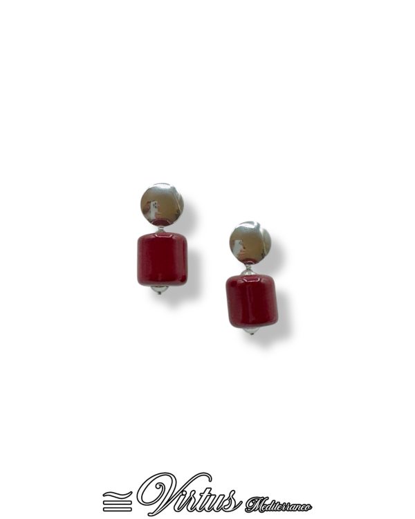 Orecchini Cilindro Rosso Virtus Mediterraneo: Eleganza Artigianale
