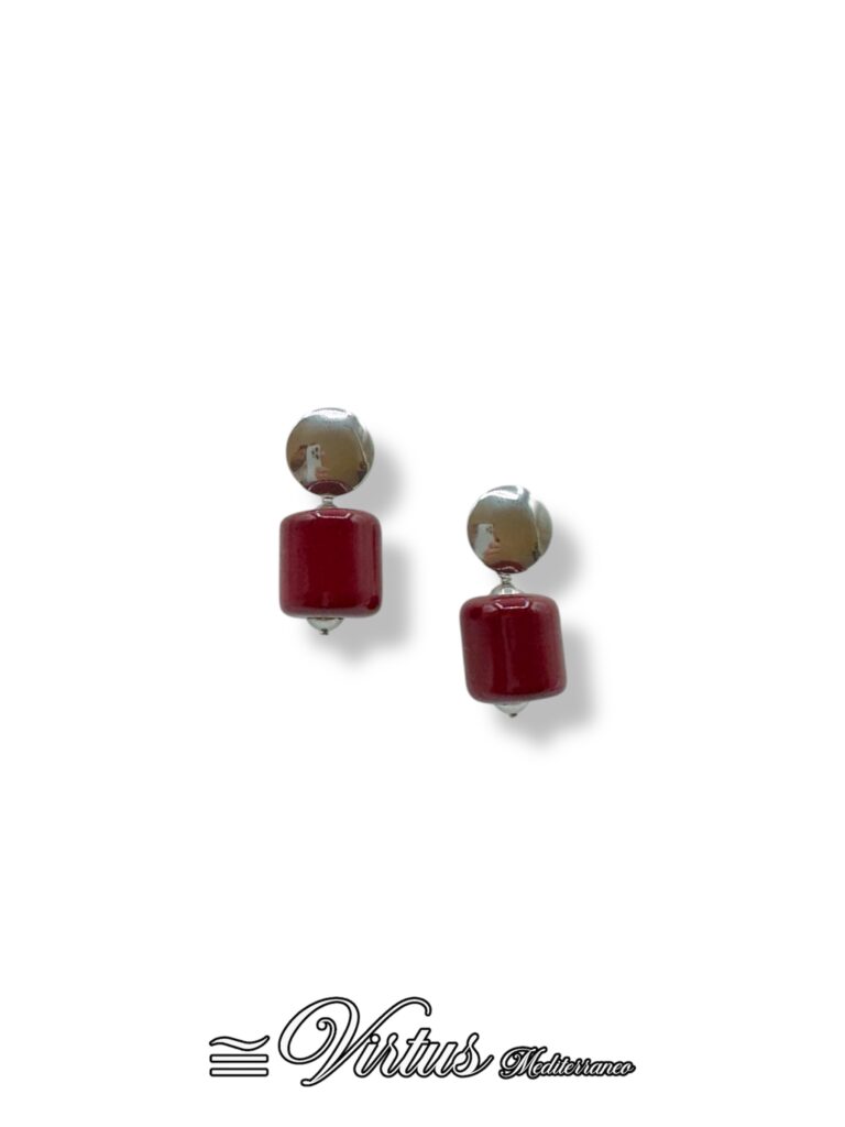 Orecchini Cilindro Rosso Virtus Mediterraneo: Eleganza Artigianale