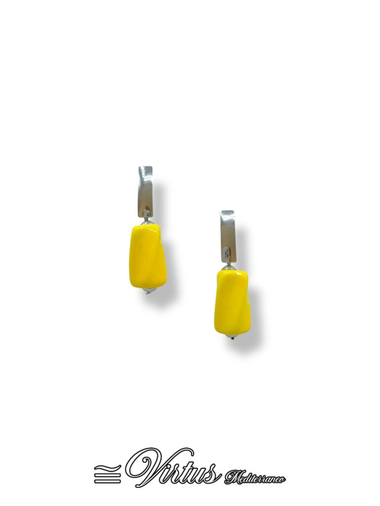 Orecchini Pendenti a Torciglioni Giallo Virtus Mediterraneo: Eleganza Artigianale