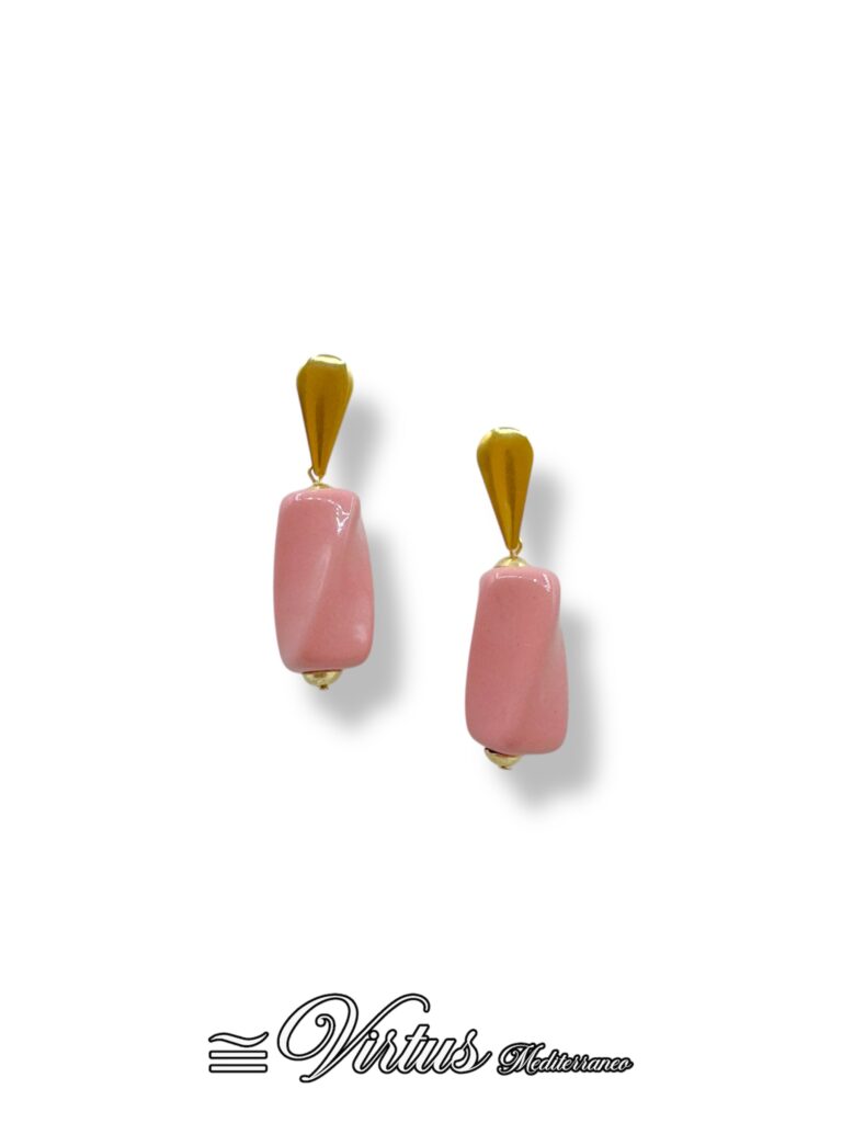 Orecchini Pendenti a Torciglioni Rosa Virtus Mediterraneo: Eleganza Artigianale
