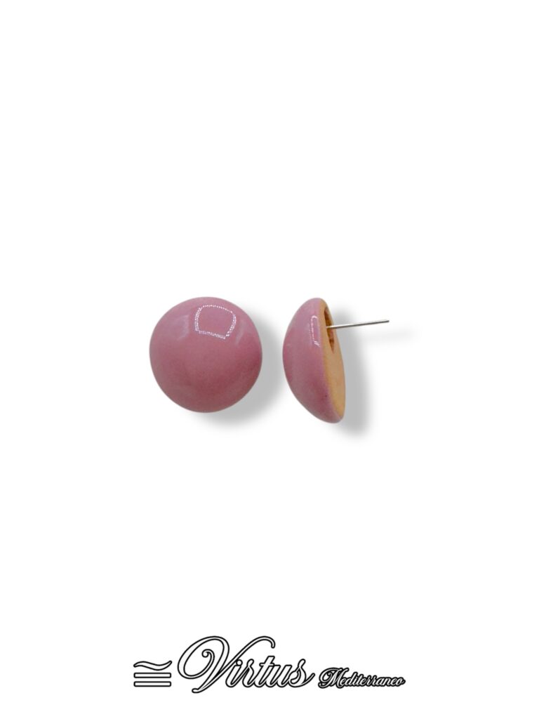 Orecchini Virtus Mediterraneo: Mezza Sfera Rosa, Eleganza Artigianale