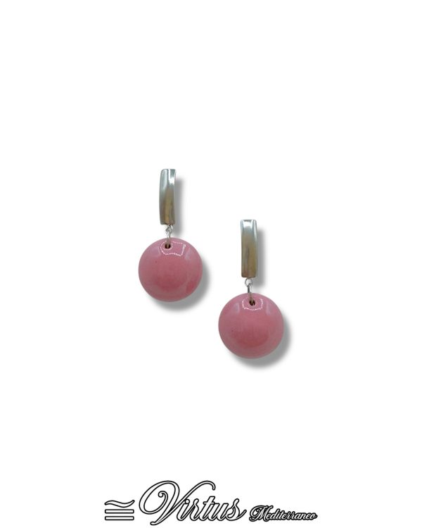 Orecchini a bottone a mezza sfera Rosa Scuro