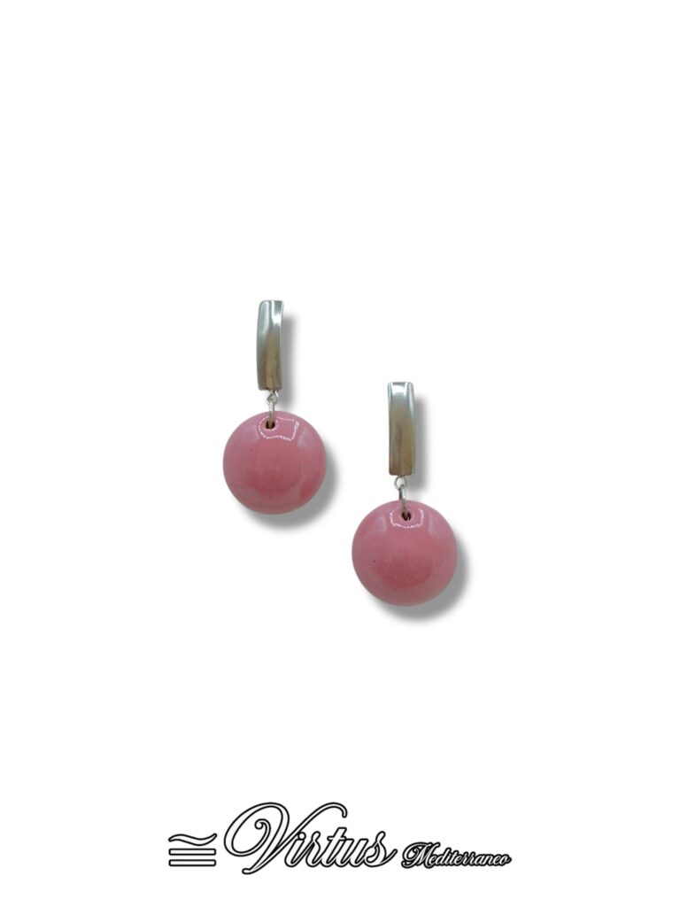 Orecchini a bottone a mezza sfera Rosa Scuro