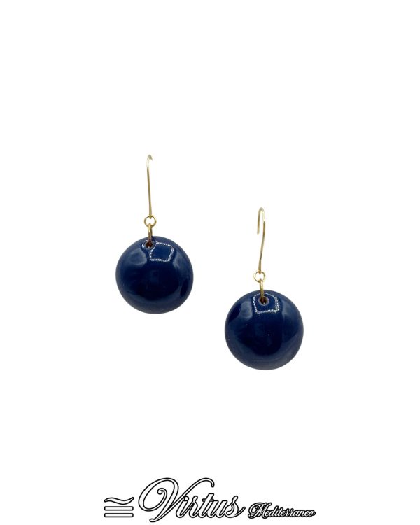 Orecchini Virtus Mediterraneo: Mezza Sfera Blu Scuro, Eleganza Artigianale