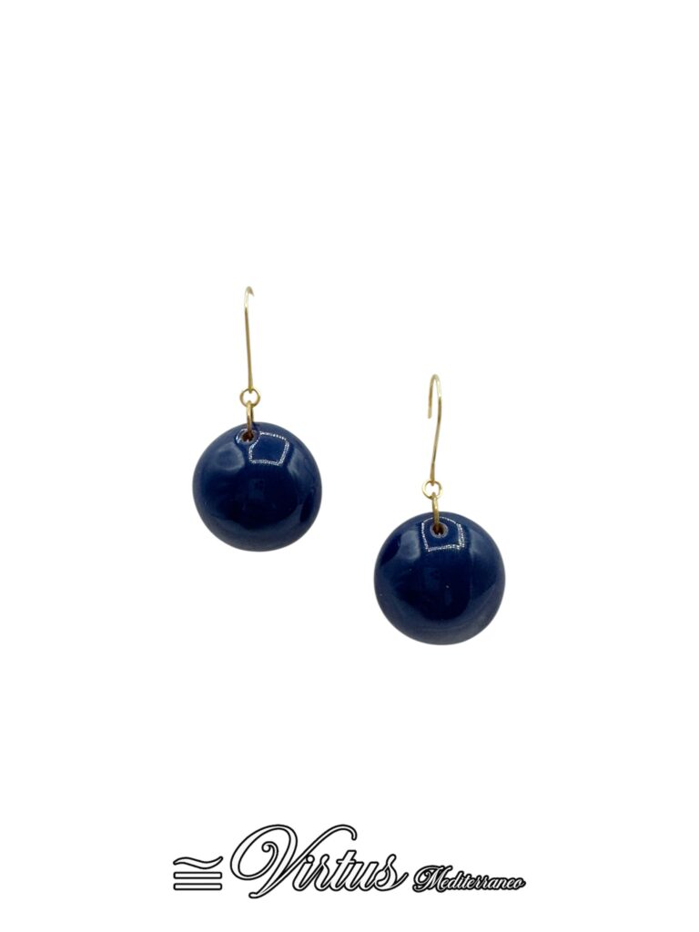 Orecchini Virtus Mediterraneo: Mezza Sfera Blu Scuro, Eleganza Artigianale