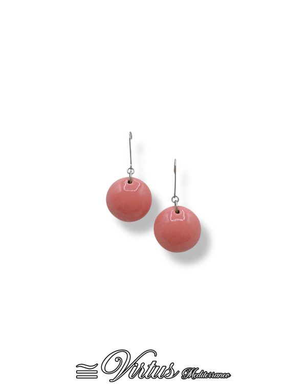 Orecchini Virtus Mediterraneo: Sfera Rosa, Oro Artigianale e Design