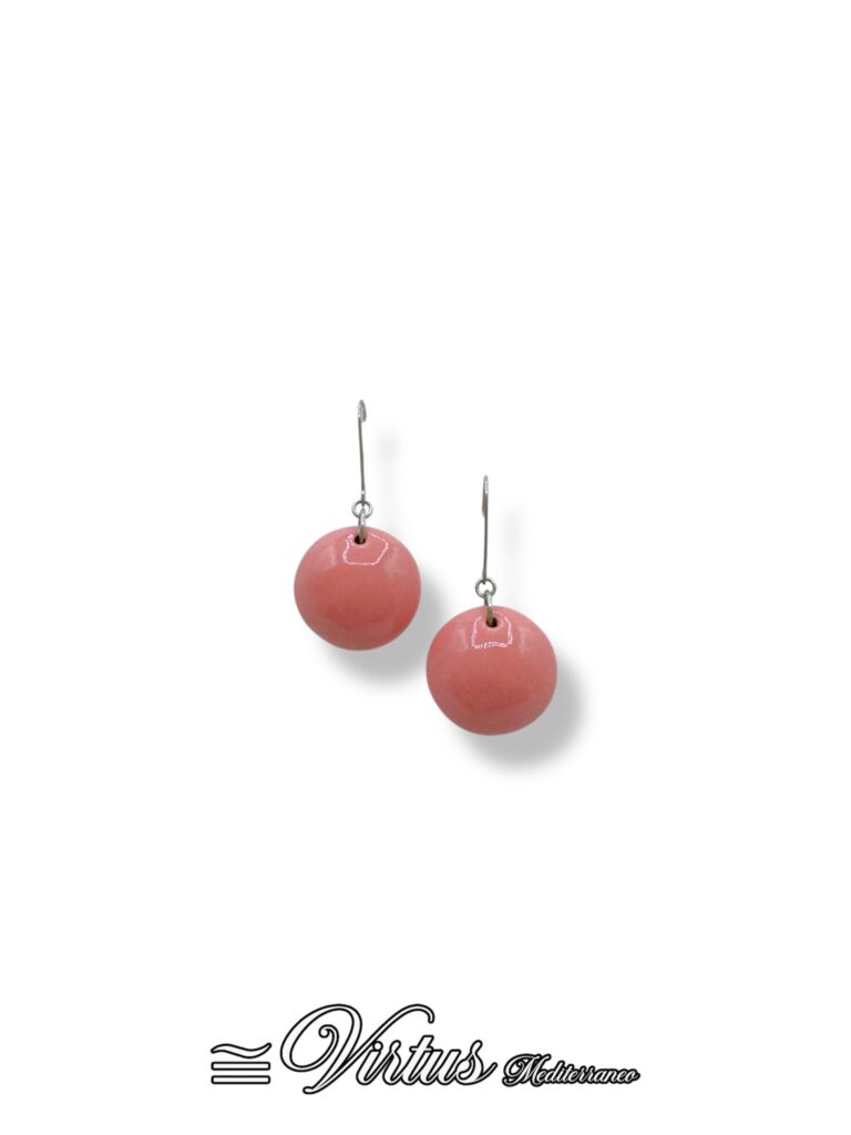 Orecchini Virtus Mediterraneo: Sfera Rosa, Oro Artigianale e Design