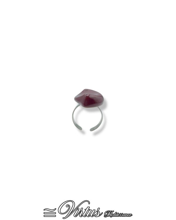 Anello Virtus Mediterraneo: Ceramica Rosso Scuro e Acciaio Anallergico