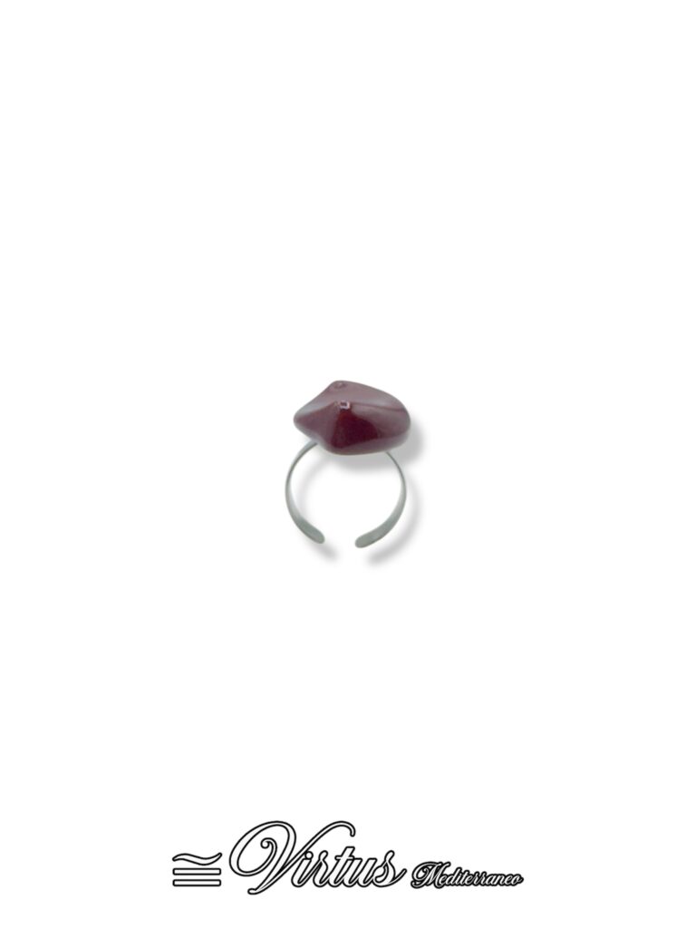 Anello Virtus Mediterraneo: Ceramica Rosso Scuro e Acciaio Anallergico