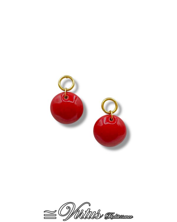 Orecchini a bottone a mezza sfera Rosso