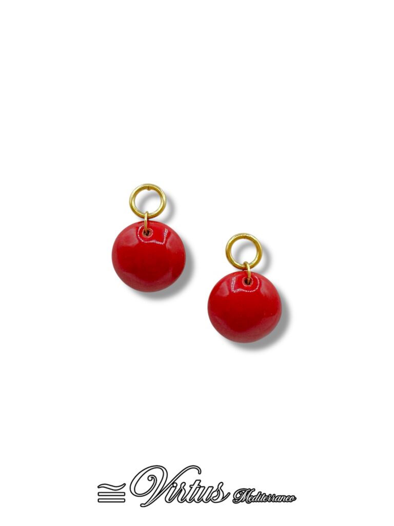Orecchini a bottone a mezza sfera Rosso