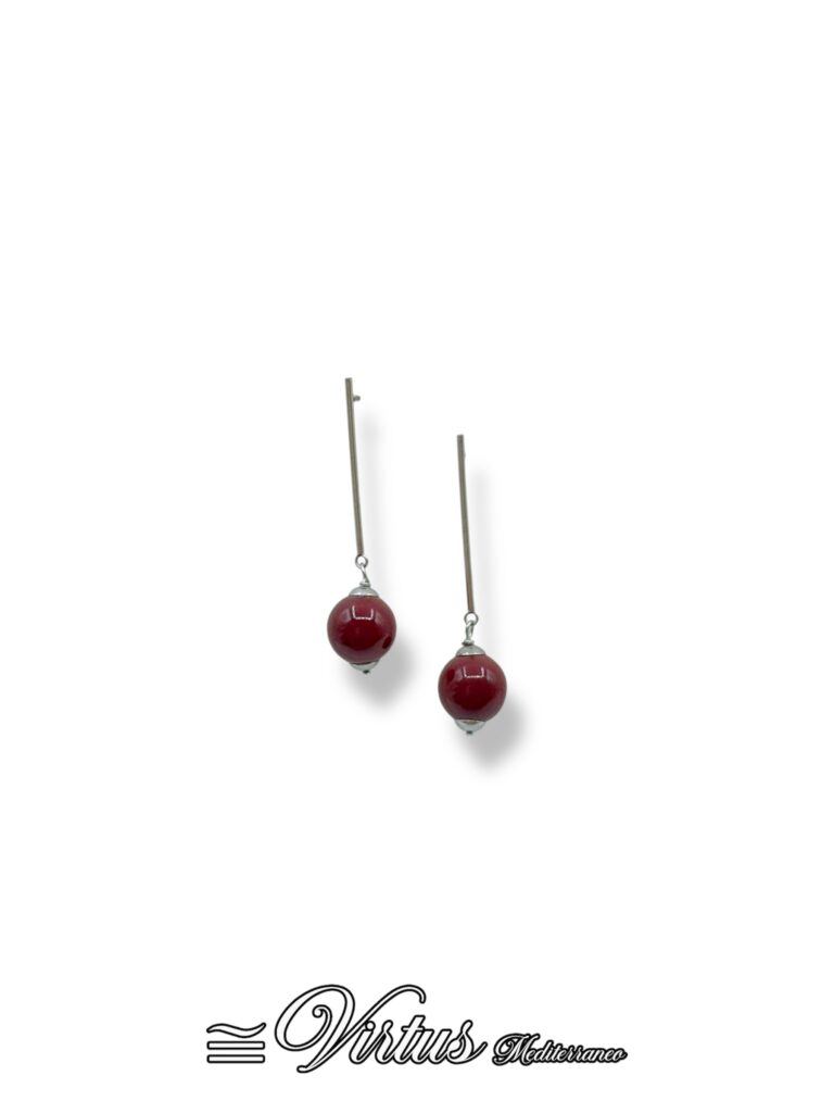 Orecchini Virtus Mediterraneo: Eleganza Rosso Scuro in Ceramica Artigianale