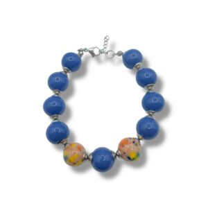 Bracciale a Sfere Blu Virtus Mediterraneo: Ceramica e Acciaio Preziosi