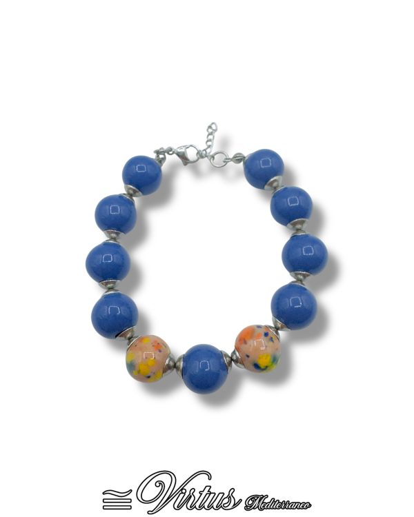 Bracciale a Sfere Blu Virtus Mediterraneo: Ceramica e Acciaio Preziosi