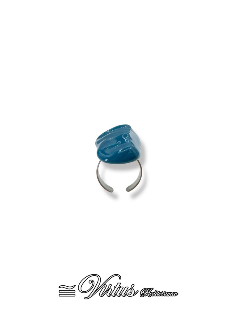 Anello Virtus Mediterraneo in Ceramica Blu: Eleganza Artigianale