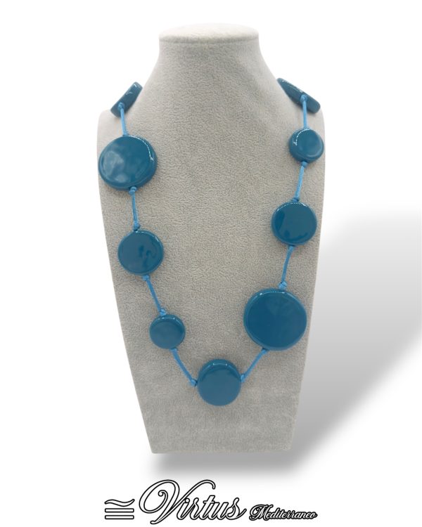 Collana a Cerchi Blu Virtus Mediterraneo: Eleganza Artigianale in Ceramica