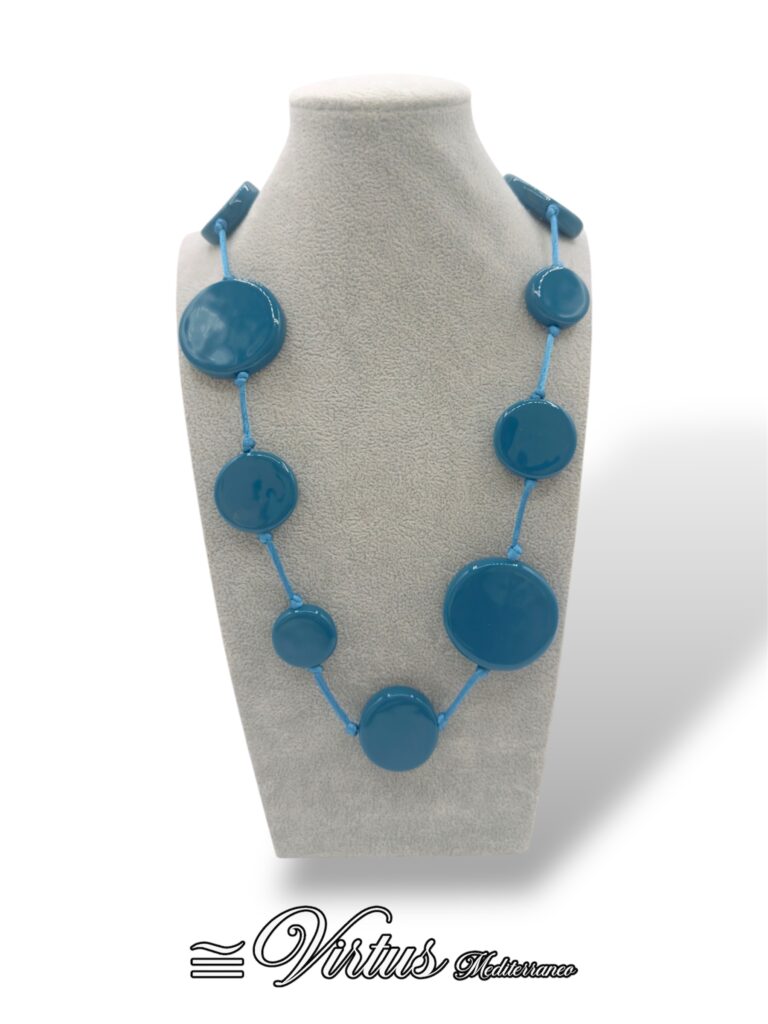 Collana a Cerchi Blu Virtus Mediterraneo: Eleganza Artigianale in Ceramica