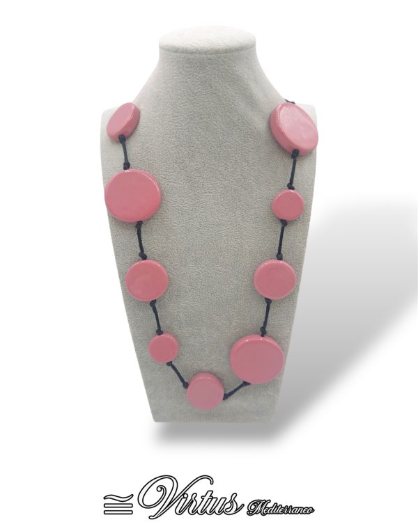 Collana Virtus Mediterraneo: Cerchi Rosa in Ceramica Artigianale