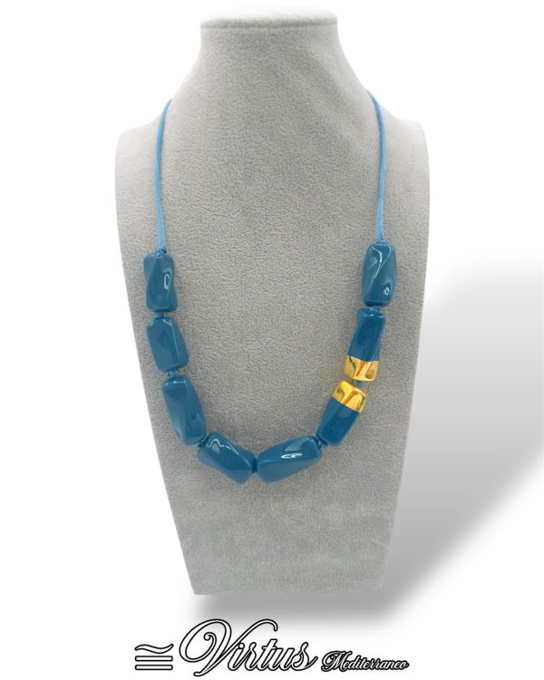 Collana a Torciglioni Virtus Mediterraneo: Oro e Ceramica Multicolor