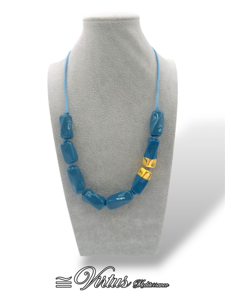 Collana a Torciglioni Virtus Mediterraneo: Oro e Ceramica Multicolor