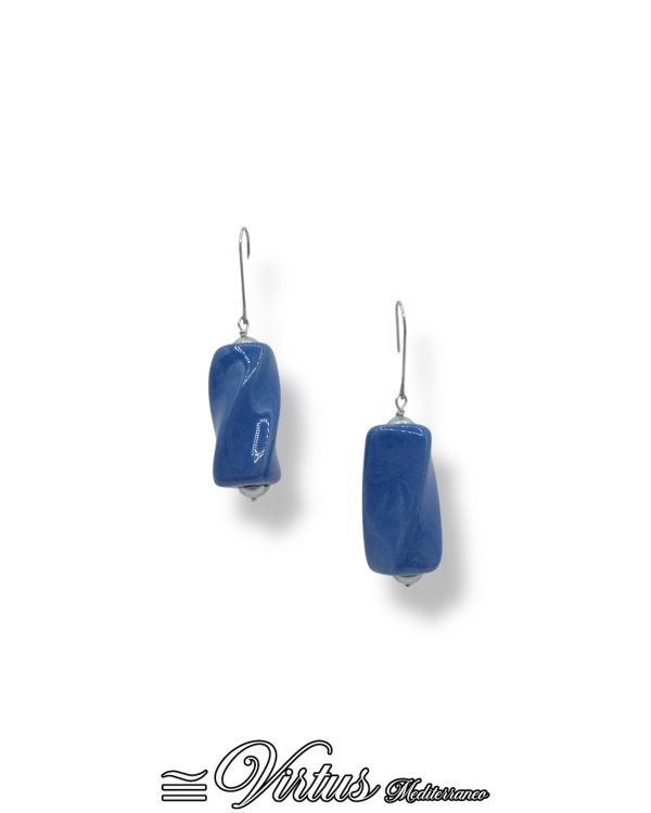 Orecchini Pendenti a Torciglioni Blu Virtus Mediterraneo: Eleganza Artigianale