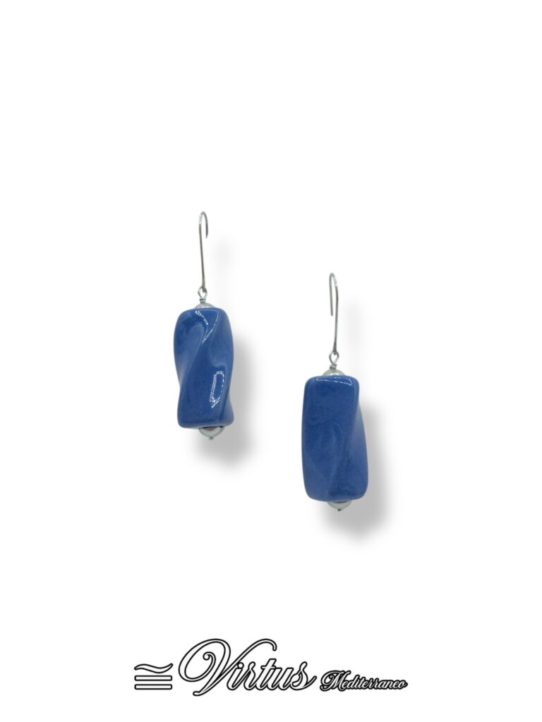 Orecchini Pendenti a Torciglioni Blu Virtus Mediterraneo: Eleganza Artigianale