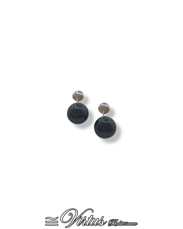 Orecchini Virtus Mediterraneo: Sfera Nera in Ceramica Artigianale