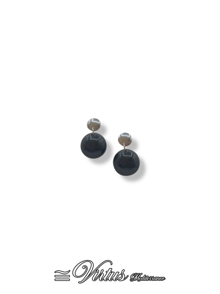 Orecchini Virtus Mediterraneo: Sfera Nera in Ceramica Artigianale