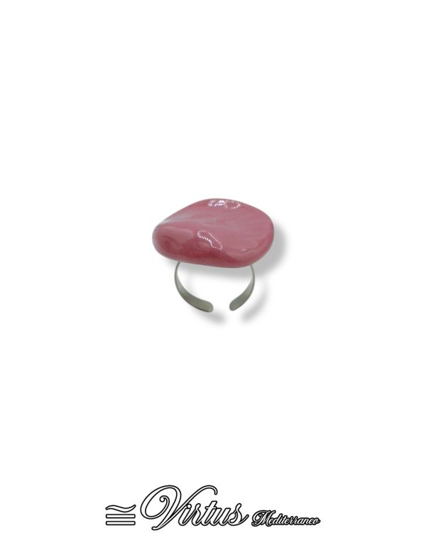 Anello Rosa Virtus Mediterraneo: Ceramica Pregiata e Acciaio Anallergico