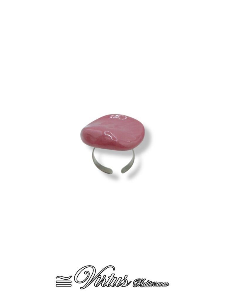 Anello Rosa Virtus Mediterraneo: Ceramica Pregiata e Acciaio Anallergico